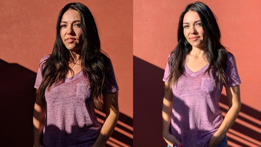 Une femme pose en mode portrait