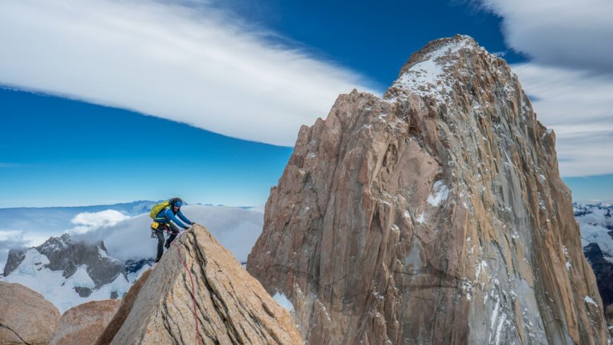 Jim Reynolds sur une crête en Patagonie