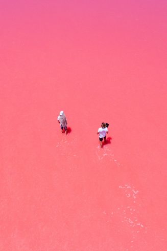 Le lac rose d'Hillier en Australie