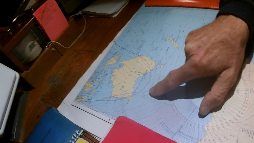 carte de navigation de Jean Luc Van Den Heede pendant la Golden Globe Race 2018