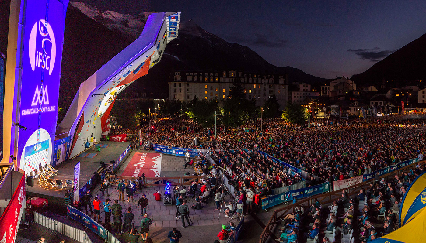 La Place du Mont Blanc à Chamonix pendant l'épreuve de difficulté