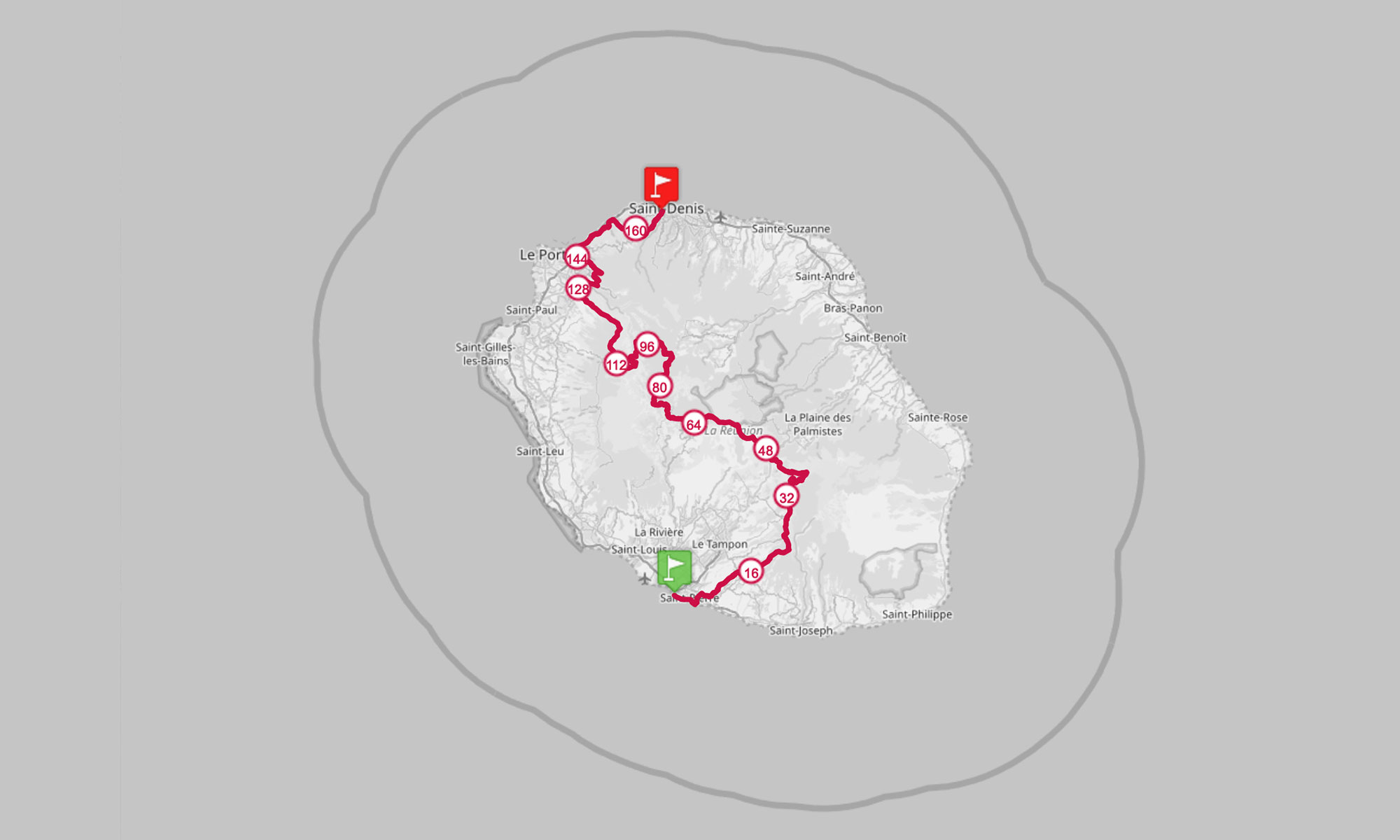 Carte du Grand Raid de la Réunion