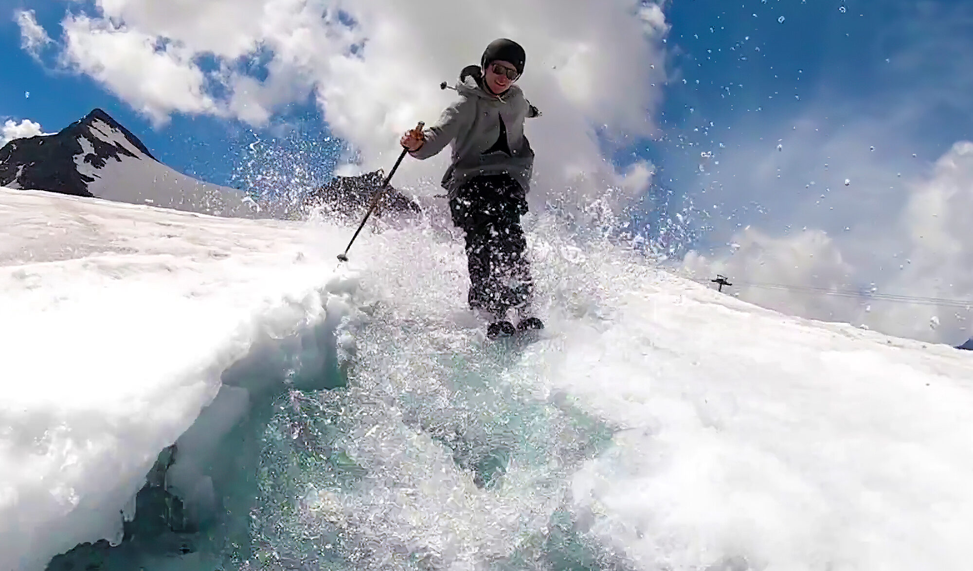Ski sur glacier en fonte