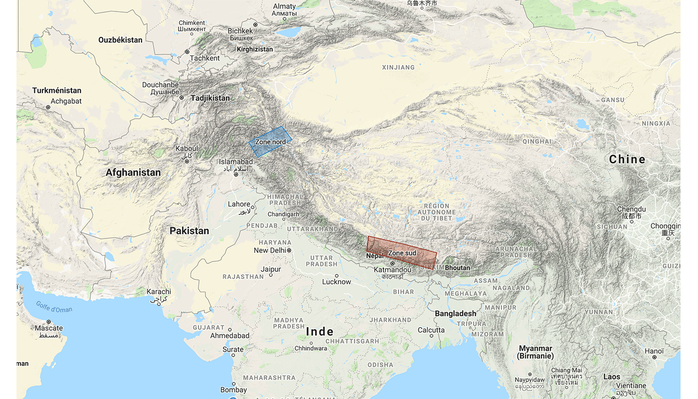 Carte vue d'ensemble Himalaya