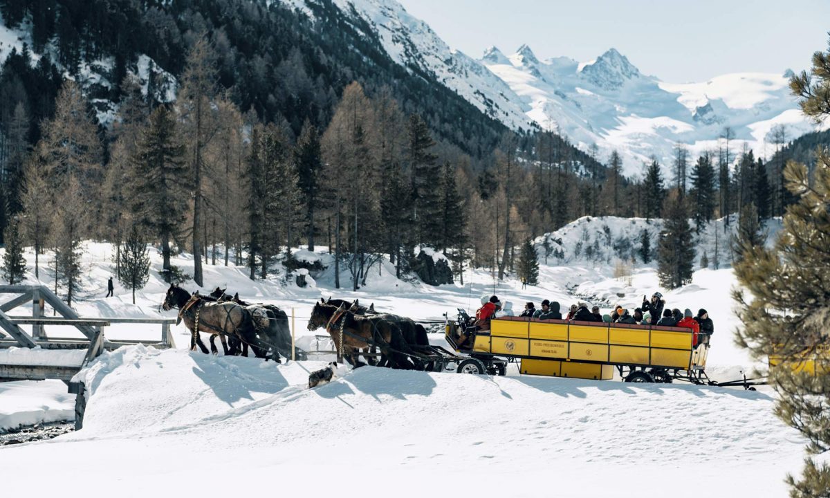 En traîneau à cheval dans le Val Roseg