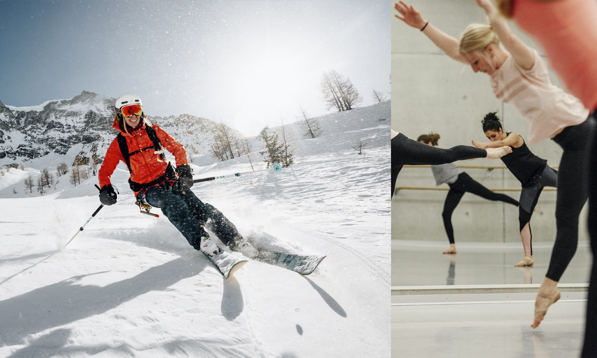 Stephanie Schelling en ski hors-piste dans le Valais