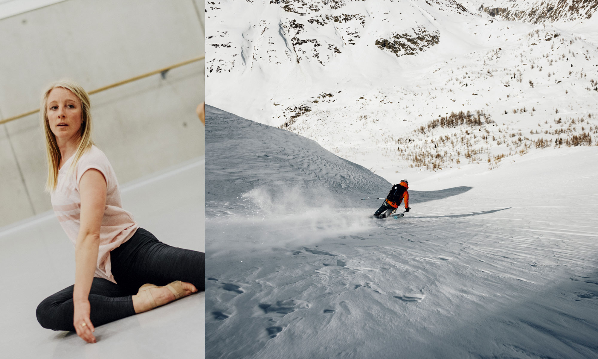 Stephanie Schelling en ski hors-piste dans le Valais