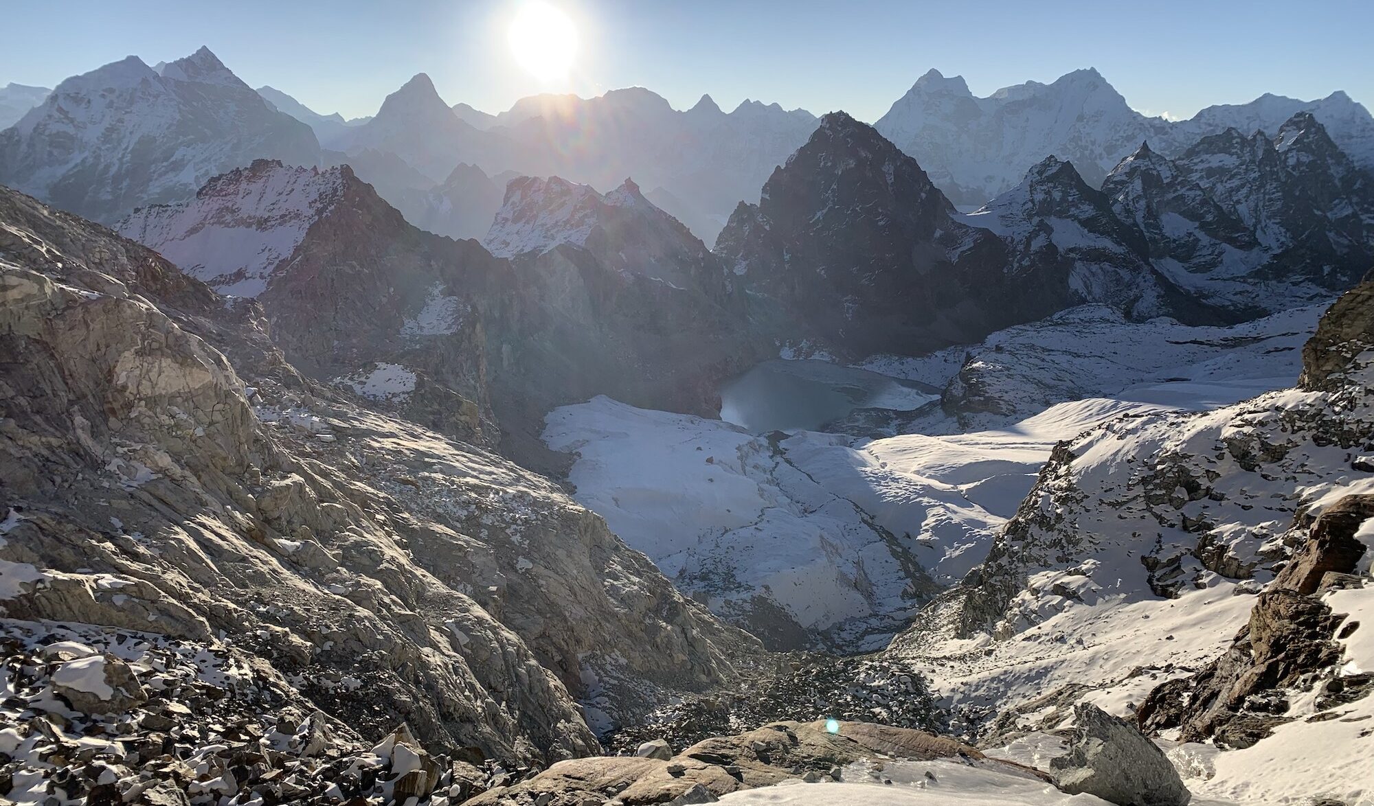 Vue sur la chaine himalayenne depuis le Kyajo Ri (Pierre Le Clainche)