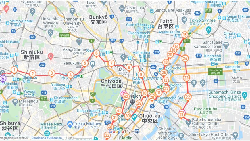 Parcours du marathon de Tokyo 2020