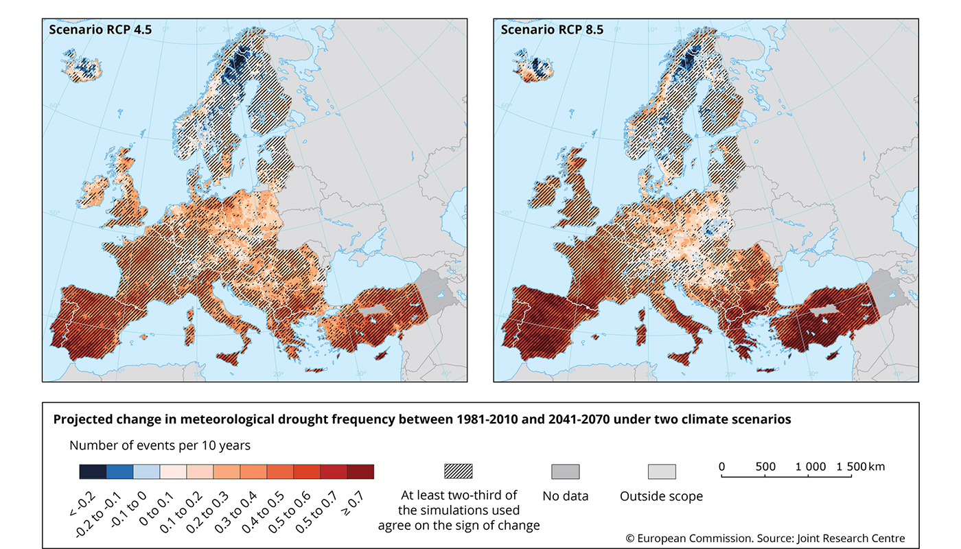 carte prévisionnelle des sécheresses en France