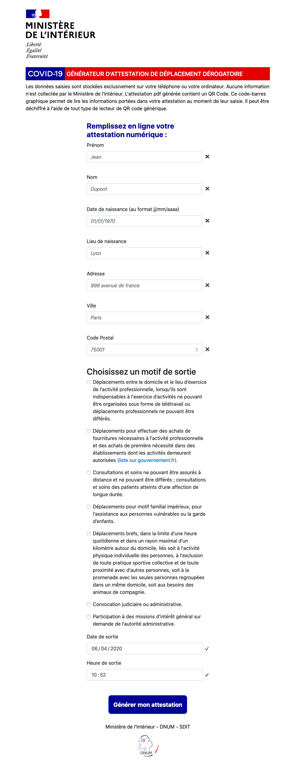 Attestation numérique gouv fr