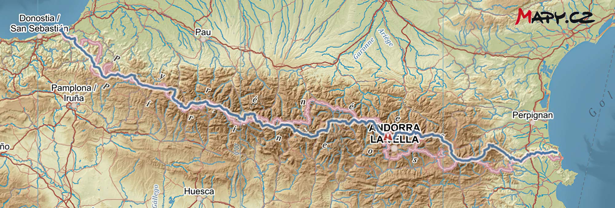 Carte Haute Route : traversée des pyrénées