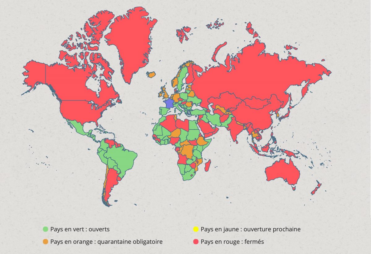 Covid : carte des pays autorisés aux français