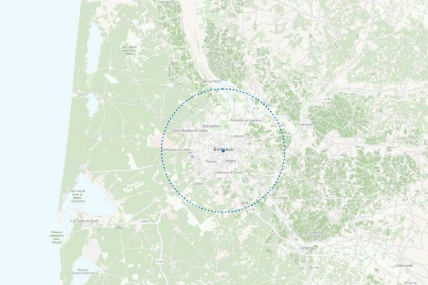 carte calcul du rayon de 20km