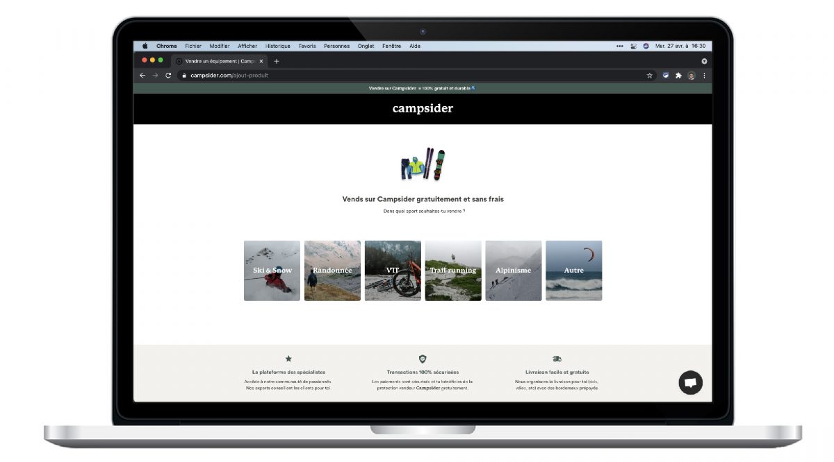 Campsider site web desktop