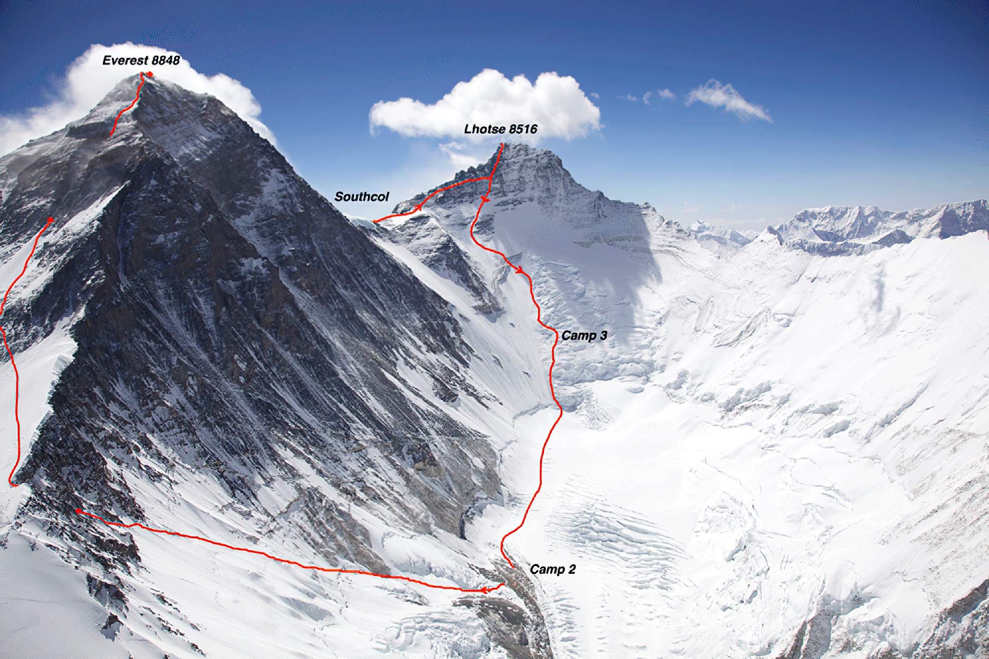Topo Traverse Everest Lothse de Ueli Steck