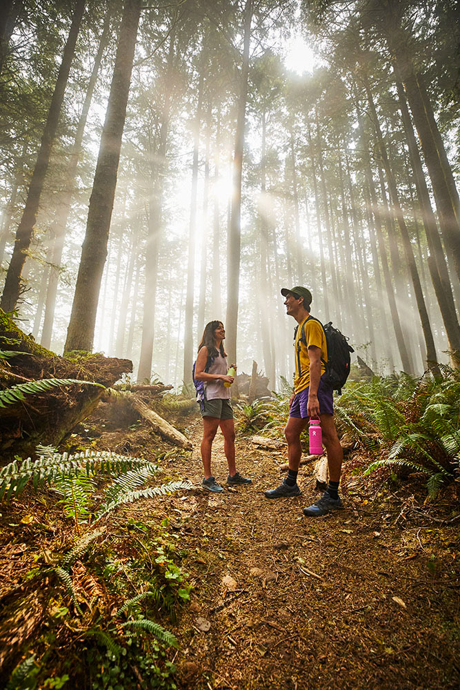 randonnée dans les bois avec une bouteille Hydro Flask