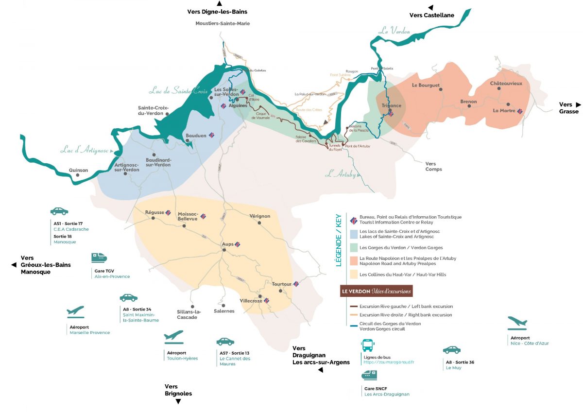 Carte des gorges du Verdon