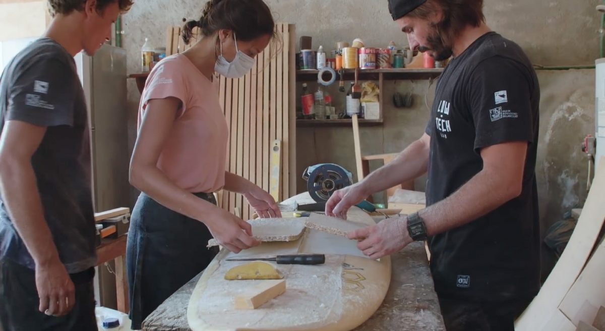 Réparation d'une plante de surf avec un panneau de mycélium