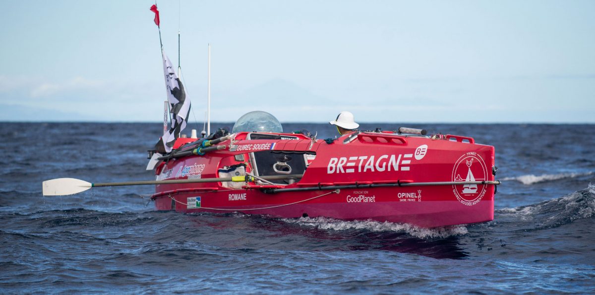 Guirec Soudé au départ de sa traversée à la rame