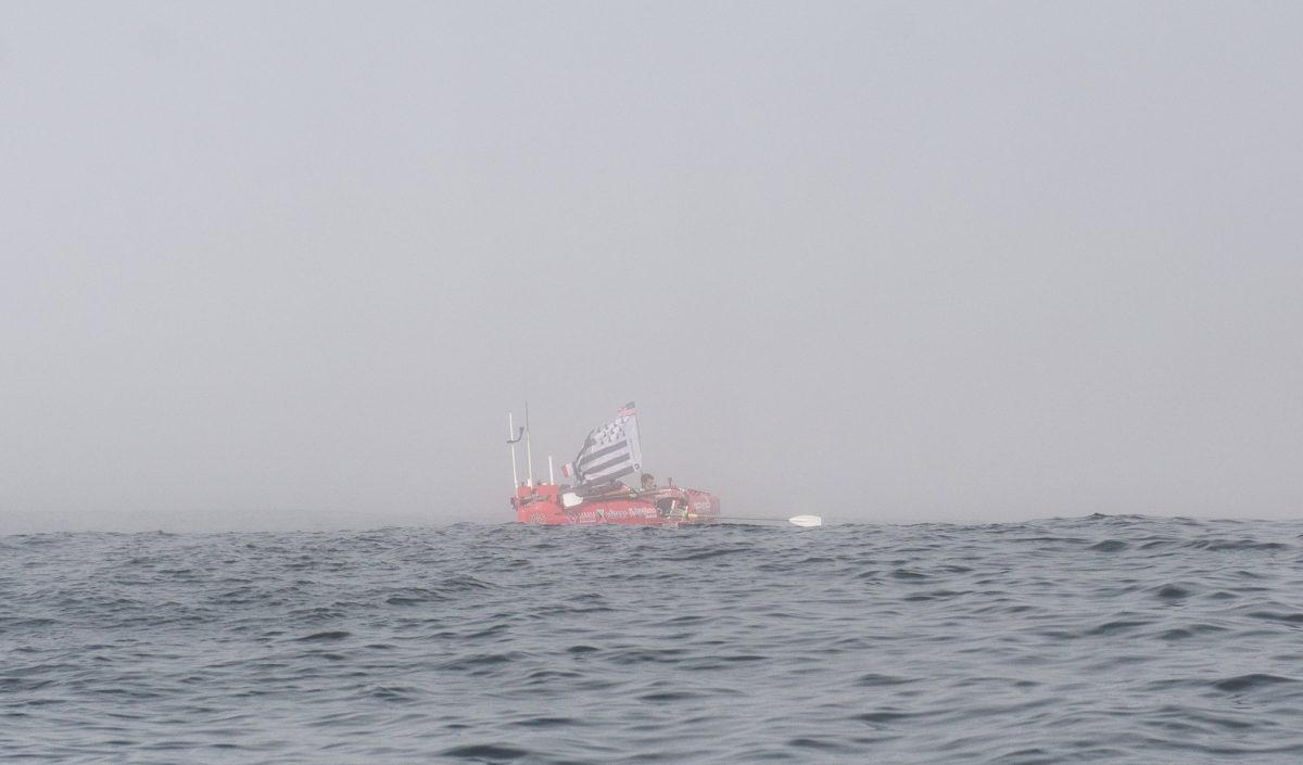 Guirec Soudé au départ de sa traversée à la rame