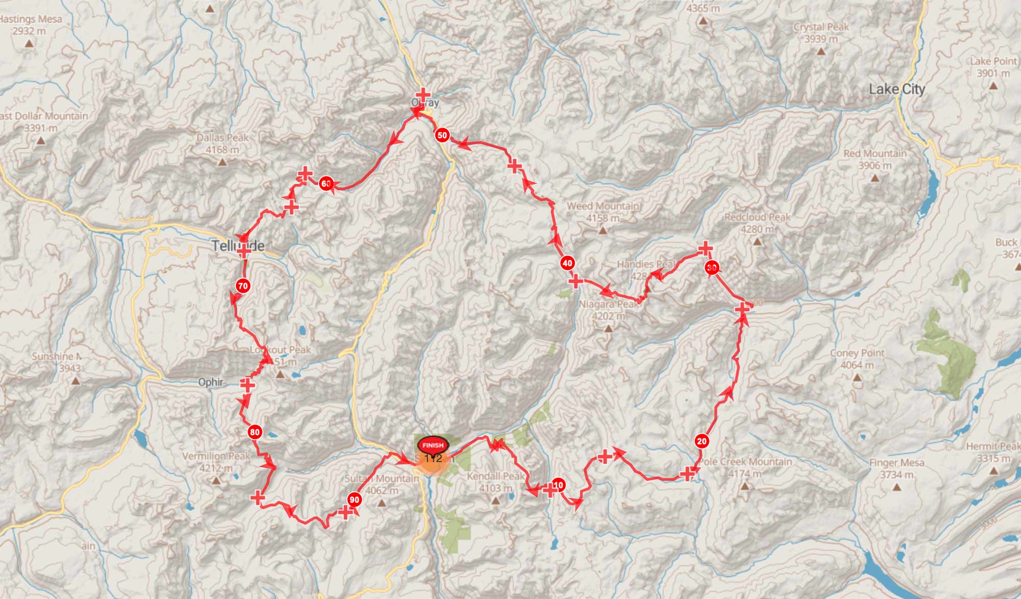 Tracé de la Hardrock 100