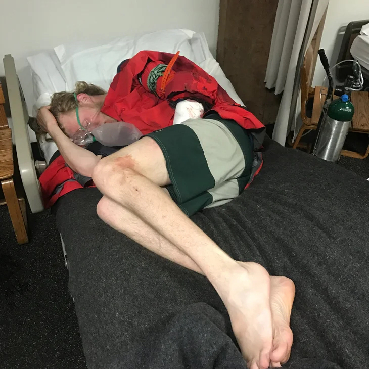 Drew Petersen à l'hôpital juste après son accident