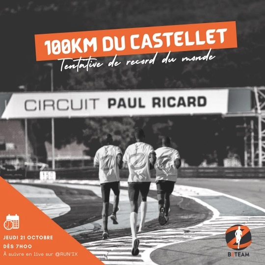 Affiche 100km du Castellet avec des coureurs Kenyans qui courent sur le circuit