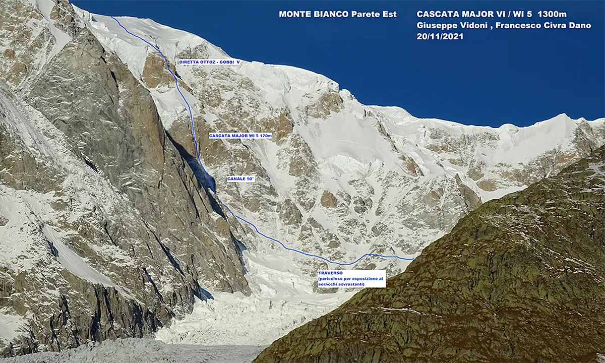 Cascade de glace sur la face Est du Mont Blanc