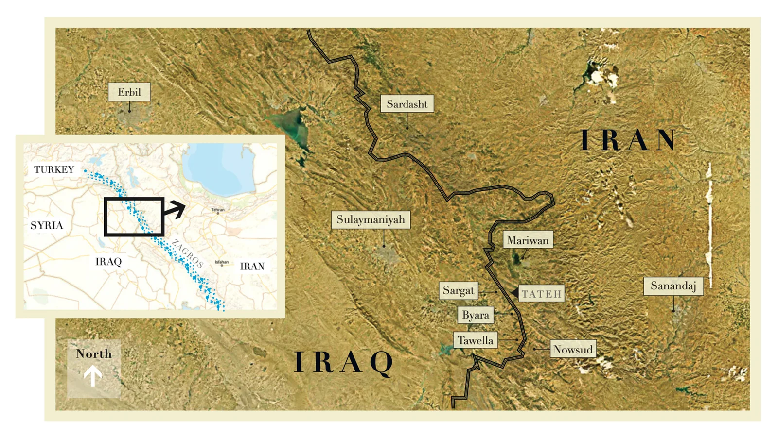 carte de la chaîne de montagne Zagros