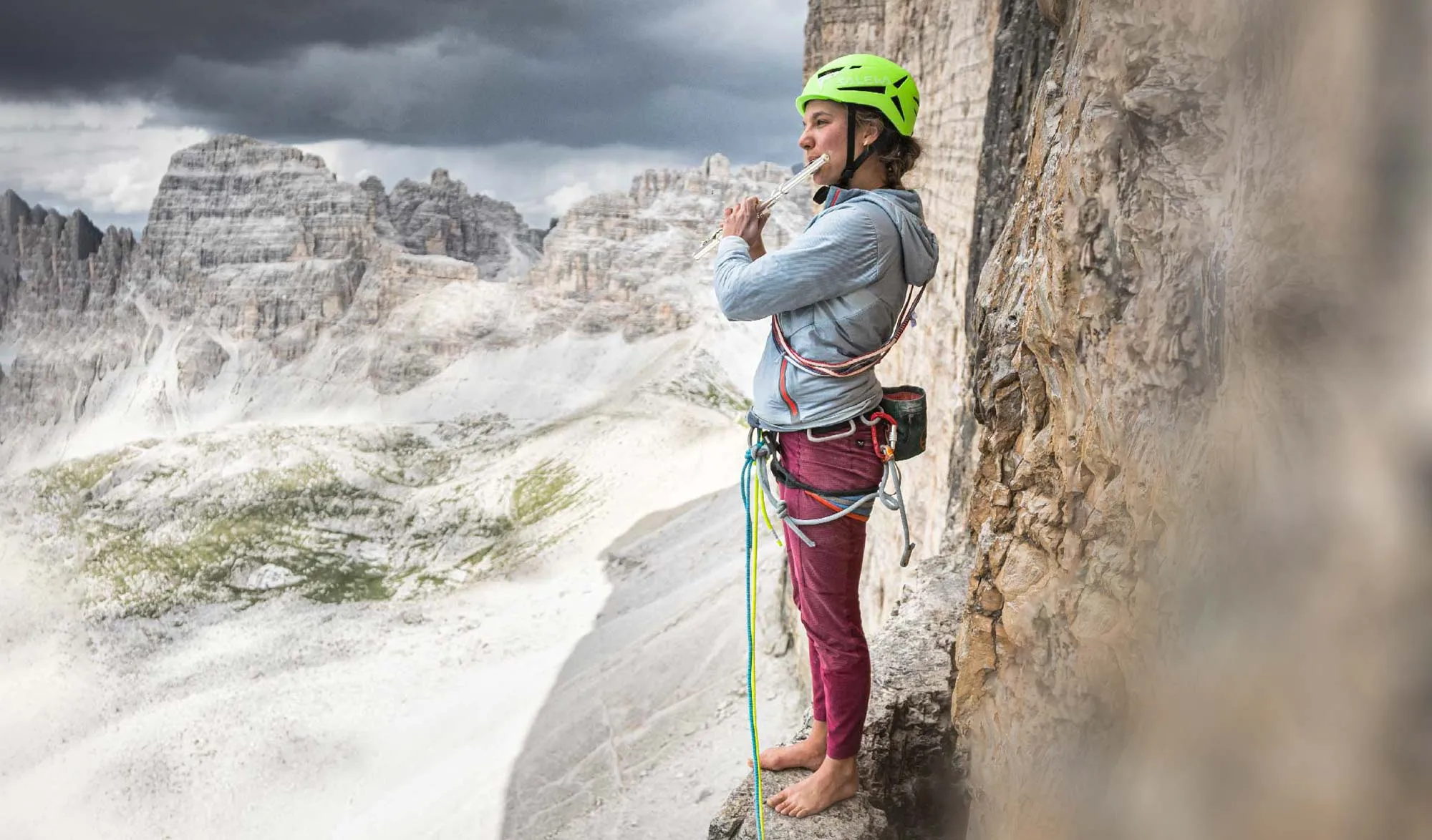 Eline Le Menestrel flute traversière escalade dolomites