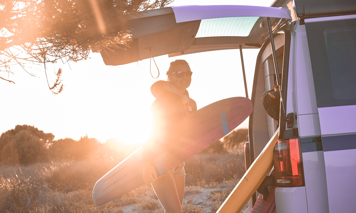 vanlife planche kitesurf