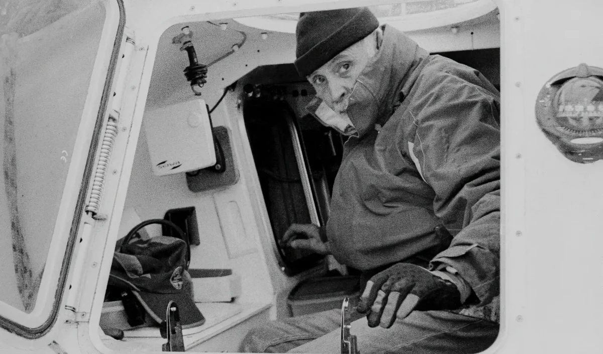Jean-Jacques Savin au départ de son expédition sur son bateau