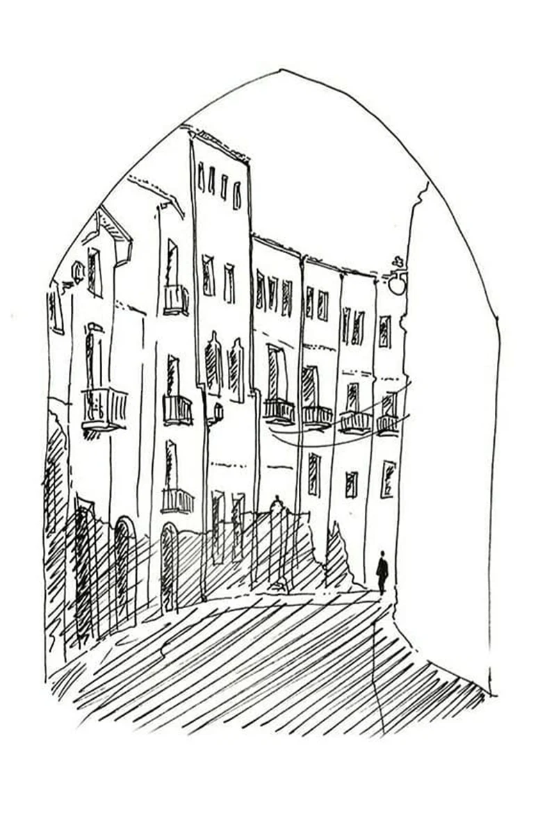 Dessin d'une rue en Italie