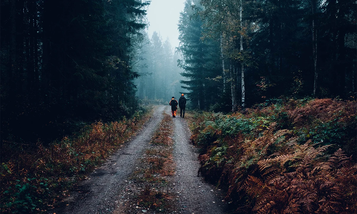 Deux chasseurs en forêt