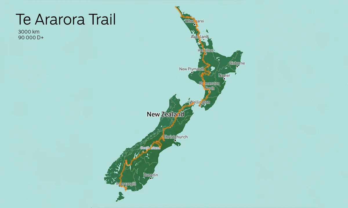 Carte Te Ararora Trail nouvelle zelande