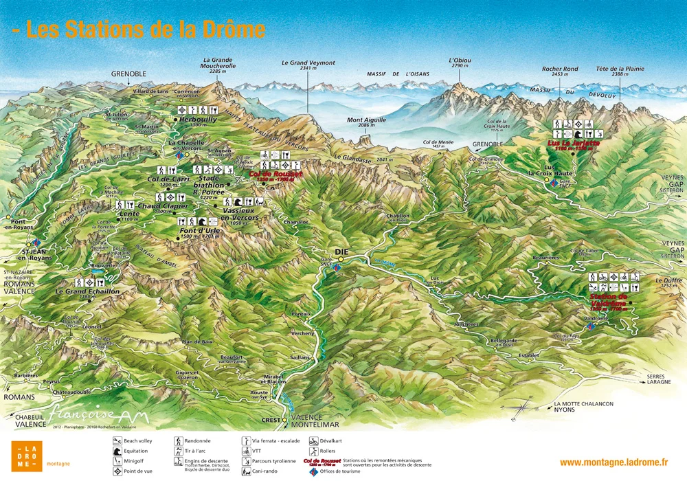 Carte ses stations de ski de la Drôme
