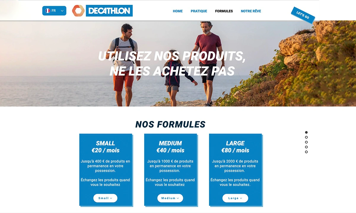 Formules de location Decathlon Belgique