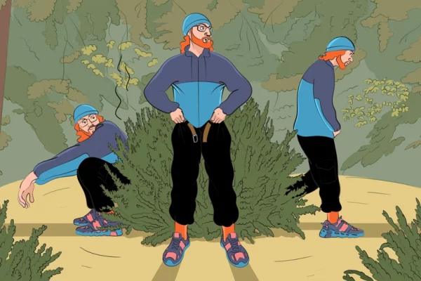 Illustration chier dans les bois