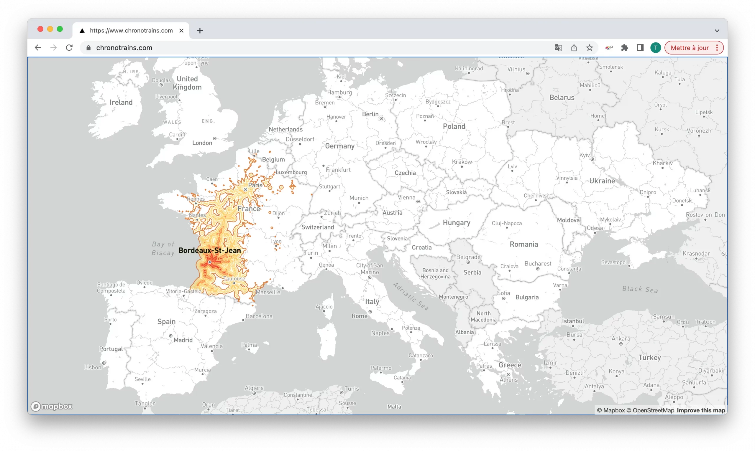 carte Bordeaux chronotrains.com