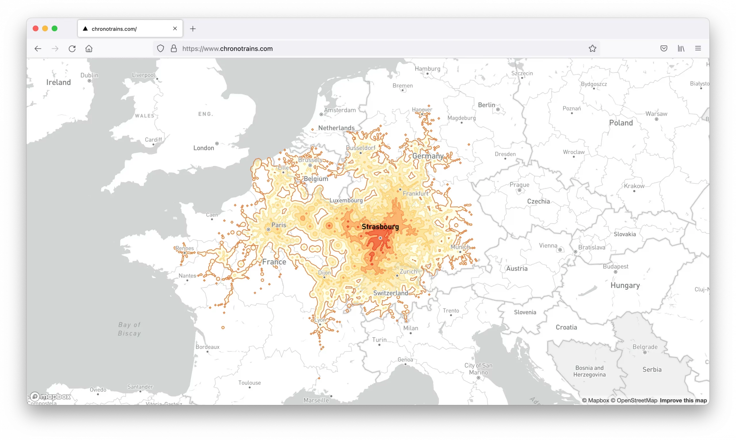 carte Strasbourg chronotrains.com