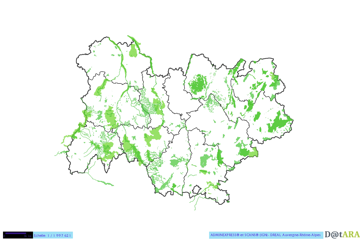 Carte Natura 2000 Auvergne Rhones Alpes