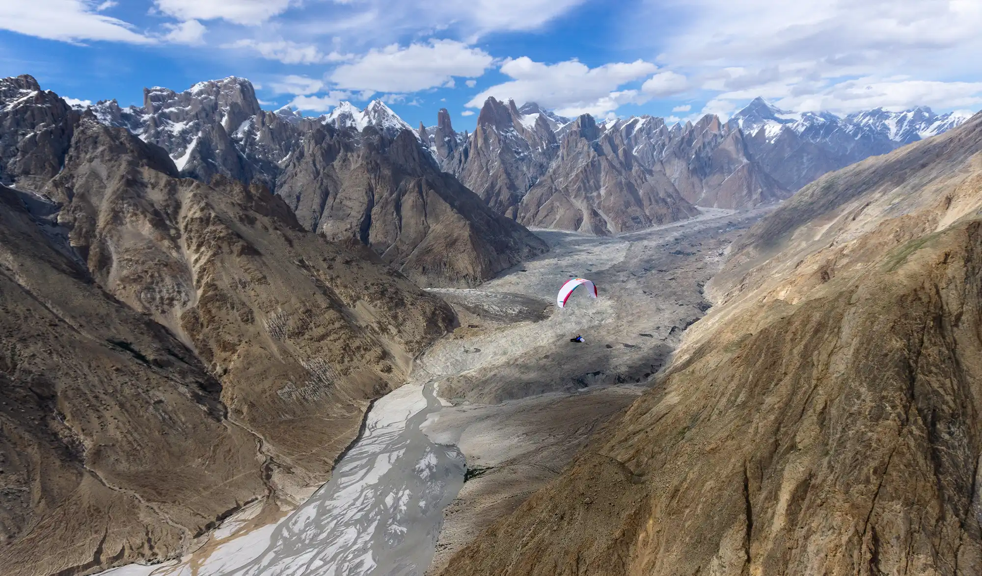 Tom de Dorlodot & Horacio Llorens vol en parapente au dessus du K2