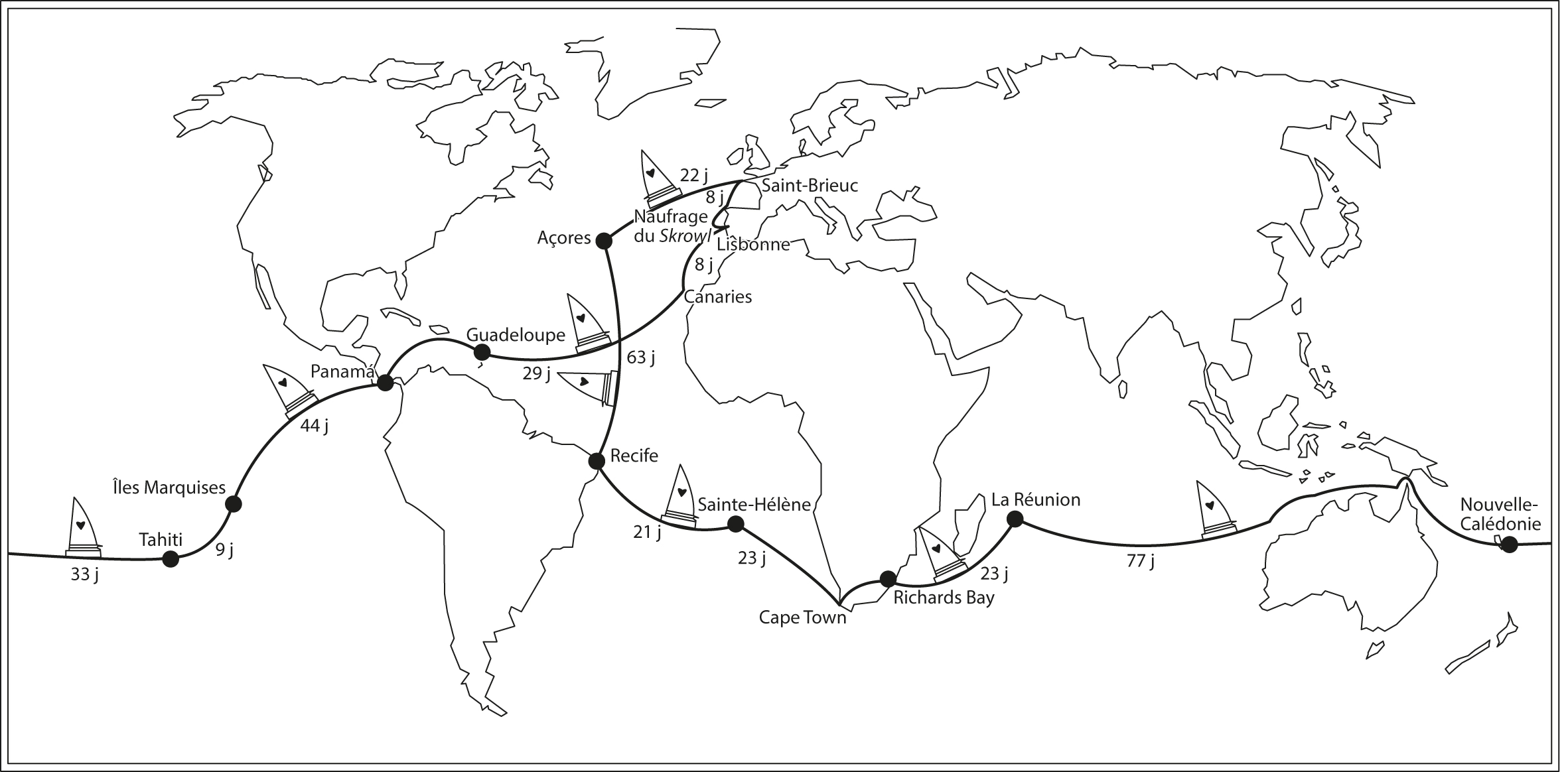 Carte tour du monde Yann Quénet