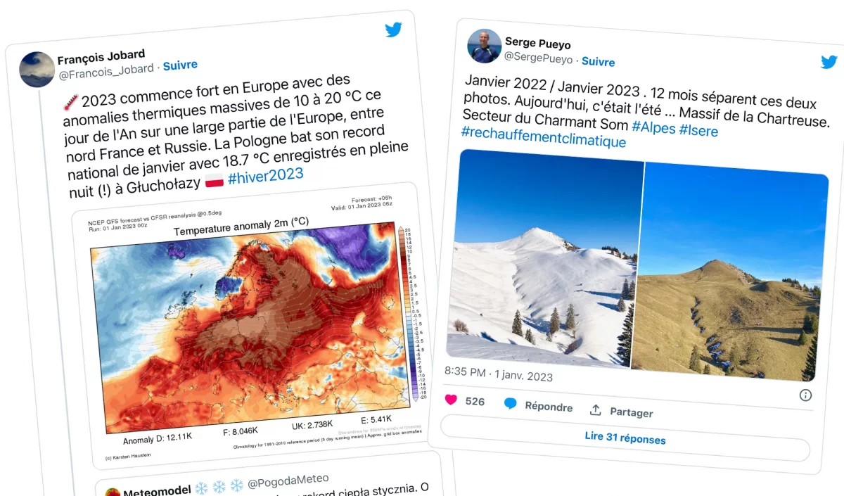 posts twitters réchauffement climatique en montagne