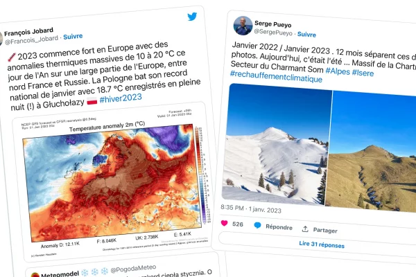 posts twitters réchauffement climatique en montagne