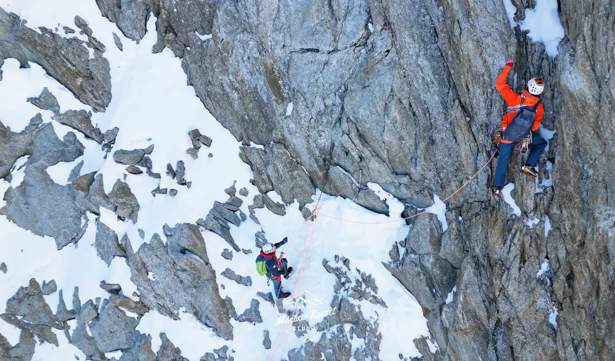 Léo Billon et Benjamin Védrines dans les Grandes Jurasses à la journée depuis Chamonix
