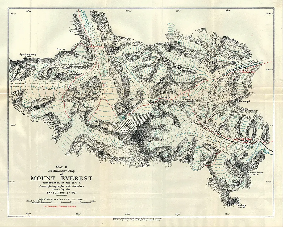 Carte Everest Georges Mallory