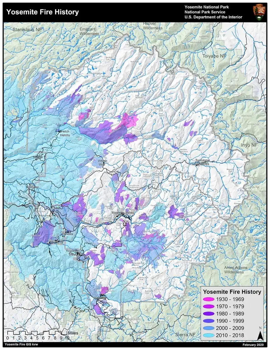 Carte incendies yosemite