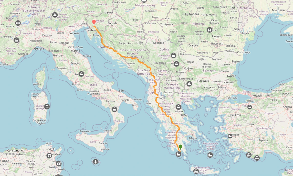 carte traversée des balkans